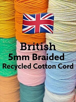 36 New Colours 5mm Braided Drawstring Cotton Cord String Hoody Laces MADE IN UK • £1.65