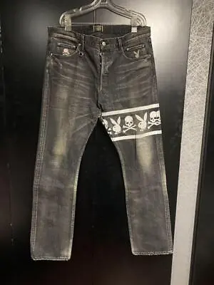 MASTERMIND JAPAN THEATER 8 PLAYBOY Skull Rabbit Denim Pants Men XL From Japan • $1141.52