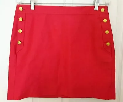 J. Crew Skirt Short Pink Nautical Sail Gold Buttons Pockets Summer Size 8 Medium • $18