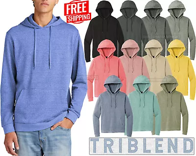 Mens Triblend Super Soft Fleece Hoodie Sweatshirt Pullover Hooded Sweater XS-4X • $35.54