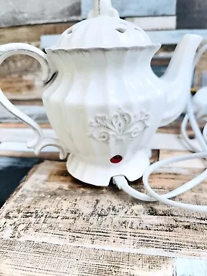 Yankee Candle Ceramic Electric Teapot Wax Melt Burner VGC Shabby Chic Style Home • £19.99