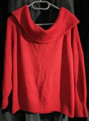 H&M Off The Shoulder Red Knit Pullover Jumper Size 14-16 L Womens • £5.99