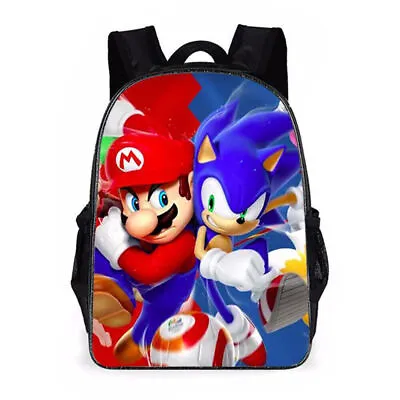 Super Mario Sonic Backpack Pencil Case Child Boys Girls School Bag Shoulder Bags • £11.75