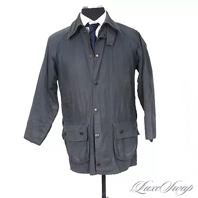 #1 MENSWEAR Barbour Made In England Mouse Grey Waxed Cotton Beaufort Jacket 36 • $9.99