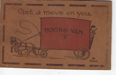 Beautiful Horse Drawn Moving Van In Red In Leather 1906 • $4.99