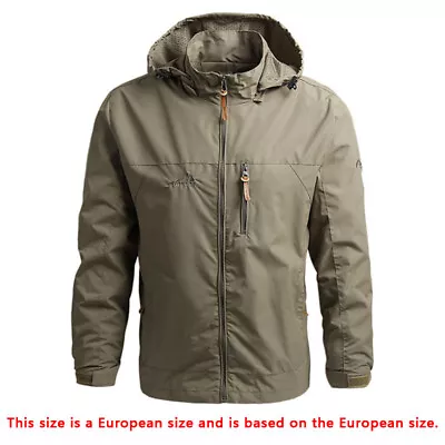 Men's Tactical Jacket Water Resistant Zip Up Hooded Windbreaker Hiking Coats • $24.59