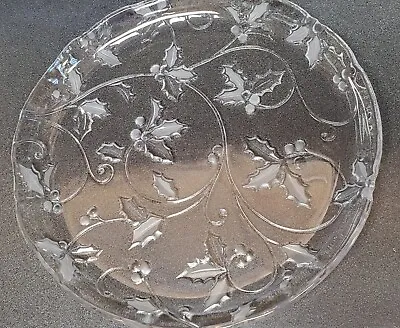 Mikasa Crystal  Season's  Holly  15 In  Christmas  Serving  Platter  Unboxed • $20