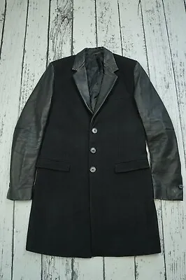 VERSACE H&M Double Breasted Wool Leather Trench Coat Jacket US 36R EU 46 • $250