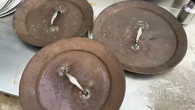 3x Handcrafted Commercial Hammered Copper Stock Pot Lids 2x 12  + 15.2  • $79