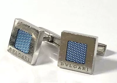 Authentic BVLGARI Cufflinks SV 925 Square Blue • $385.08