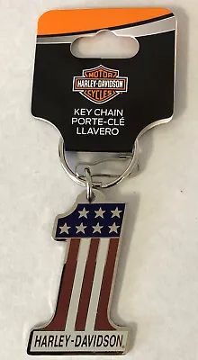 Harley-Davidson Number 1 Red White Blue  Metal Key Chain NEW • $10.34