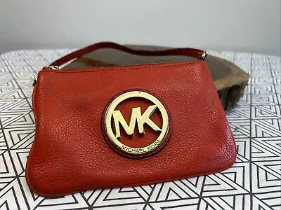 Michael Kors Small Orange Leather Handbag Wristlet Clutch • $18.97