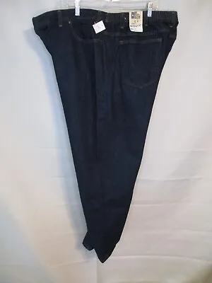 Texas Jeans 100% Cotton 44 X 29 Dk  Rinse Relaxed Elastic Waist Blue Jeans NEW • $12.30