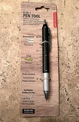 Kikkerland 4-In-1 Black Pen Tool: Screwdriver Level Ruler Pen - New • $9.95