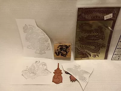 Asian Dragon Themed Mounted And Unmounted Rubber Stamp Mix Lot #2 • $6
