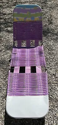 Vintage Tri Folding Jelly PVC Tube Chaise Lounge Lawn Chair Purple Pink • $89.99