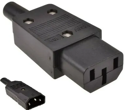 £2.49 • Buy Rewireable Iec C13 Female Socket, C14 Male Plug, 250v 10a Inline Cable Connector