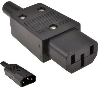 Rewireable Iec C13 Female Socket C14 Male Plug 250v 10a Inline Cable Connector • £2.49