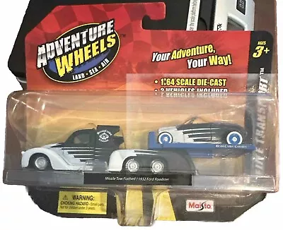 Maisto 1:64 Adventure Wheels Missile Tow Flatbed/1932 Ford Roadster • $13.99