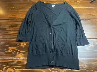 Mossimo Sweater Womens Size XL Black Cardigan 3/4 Sleeve • $16.24