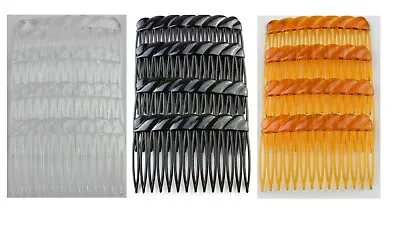 4 X French Twist Side Combs Hair Slide  Wedding Veil Grip Comb ClearAmberBlack • £3.25