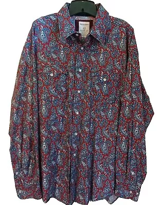 Rough Stock Panhandle Slim Pearl Snap Shirt Mens XL Paisley Western Rodeo • $25