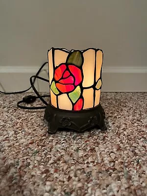Vintage Tiffany Style Table Lamp - Stained Glass With Bronze Metal Base • $35
