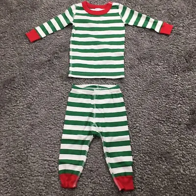 $3.59 • Buy Hanna Andersson Unisex Cotton Striped Pajama Set Size 6-12M Green/White NWT