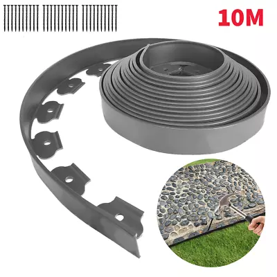 10 – 50 Metre FLEXIBLE GARDEN BORDER GRASS LAWN PATH EDGING WITH PLASTIC PEGS • £4.79