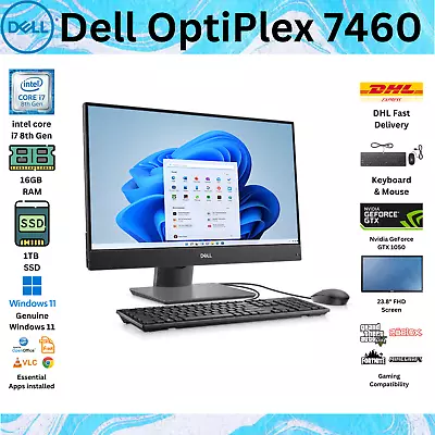 All In One Pc I7 8th Gen 24  Dell OptiPlex 7460 PC 16GB RAM 1TB SSD Nvidia 1050 • £449.99