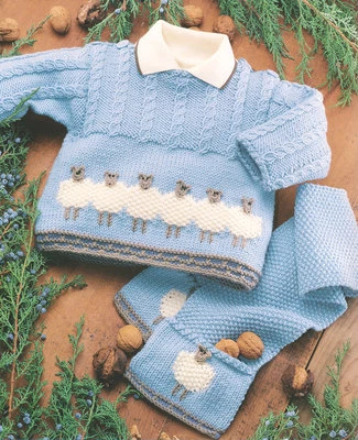 £1.99 • Buy Baby Sheep Sweater Jacket Scarf  & Hat 0 - 2 Years DK Knitting Pattern