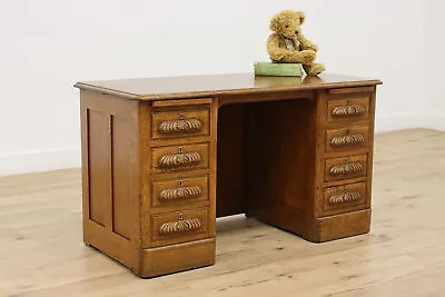 Victorian Antique Carved Oak Student Youth Or Child Desk #47439 • $1300