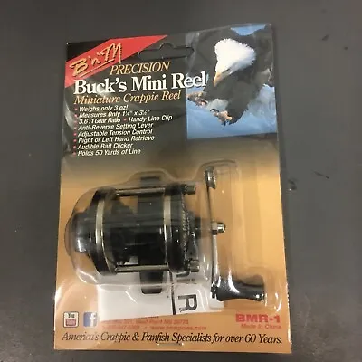 BnM Bucks Mini Crappie Reel Right Or Left Holds 50 Yrds BMR1 • $26.99