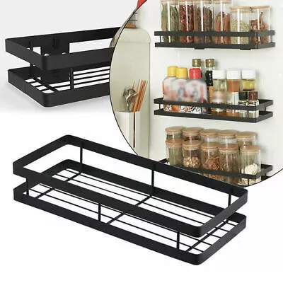 Kitchen Spice Rack  Jars Metal Shelves Wall Mount Kitchen Door Storage Organizer • £5.19