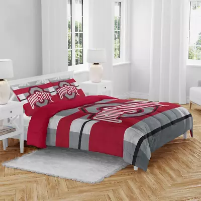 Ohio State Buckeyes NCAA Heathered 3pc Full/Queen Comforter Set-F49450867 • $154.95