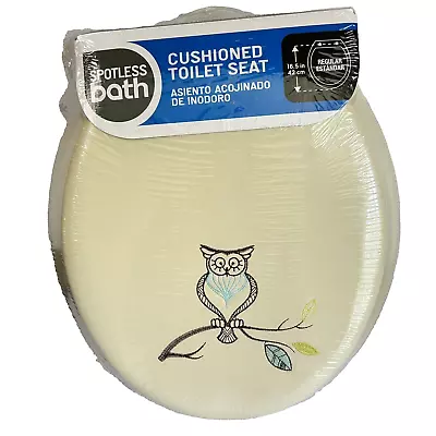 Ginsey Round Soft Toilet Seat Owl Design Bone Color MCM Cushioned • $18.95