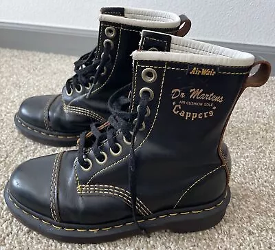 Doc Martens Cappers Air Wair Military Style Boots Black Leather Womens US 5 • $150