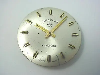Micromatic Lord Elgin Pearl 27.91mm Vintage Watch Dial Hands Black & Gold Markrs • $39
