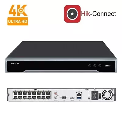 Hikvision Generic 16 Channel POE 4K NVR 8 MP Plug And Play Hard Drive Included  • $259.95