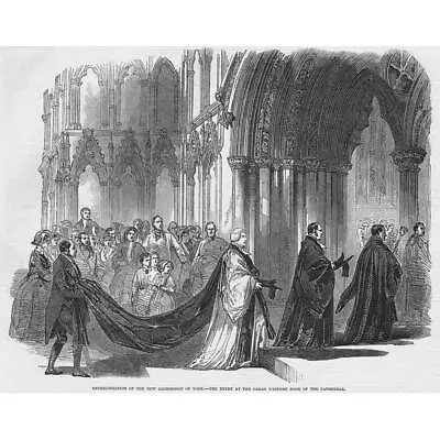 £9.99 • Buy YORK Enthronement Of The New Bishop At The Cathedral - Antique Print 1848