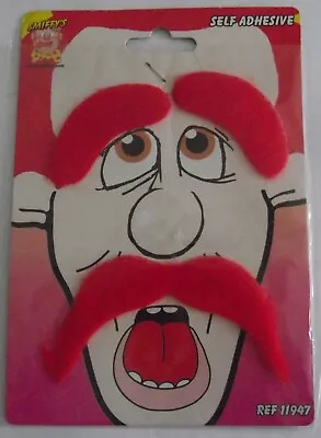 SMIFFYS RED Moustache And Eyebrow Set Scottish Scotsman GINGER Fancy Dress • £3.99