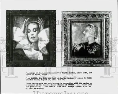 1991 Press Photo Elizabeth Montgomery Paintings Of Martha Graham Agnes De Mille • $16.99