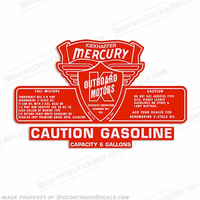 Fits Mercury Kiekhaefer 1953-1956 6 Gallon Fuel Gas Tank Decal - Single • $34.95