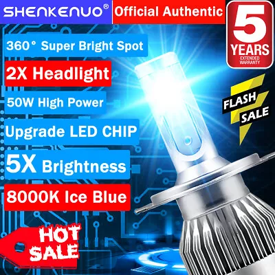 H4 COB LED Bulb ICE BLUE 360¡ã Hi/Low Beam Motorcycle Headlight 8000K High Power • $16.71