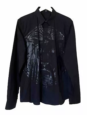 Versus Versace Lion Head Print Black Button Long Sleeve  Shirt Size Large • $200