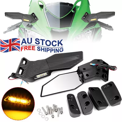 LED Turn Signals Rear View Side Mirrors For Kawasaki Ninja 650R 500R 250R ZX6R • $50.52