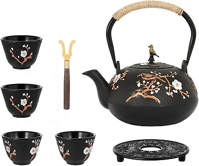 Dyna-Living Cast Iron Teapot 1200ml Japanese Tetsubin Tea Kettle With Infuser • £52.99