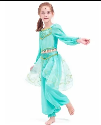 Kids Jasmine  Aladdin Costume Princess Outfit Party Girls Fancy Dress Age 4-6 • £11.99
