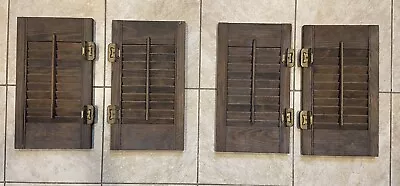 Set Of 2 Vintage 15.5” Tall X 9” Wide Wood Louvered Window Shutters (4 Panels) • $89.95