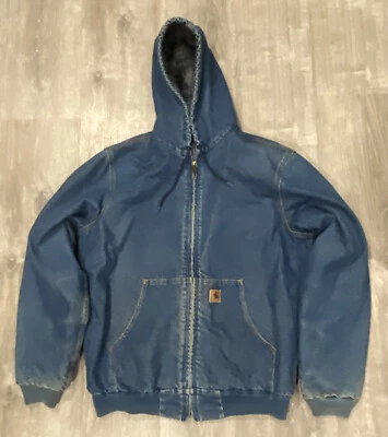 $41 • Buy Vintage Denim Carhartt Jacket Coat Blanket Plaid Lined Made In USA Men’s XL